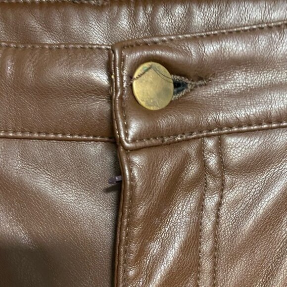 Garage Brown Faux Leather Straight-Leg Pants P/S - Picture 5 of 8